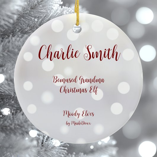 Bemused Oma Kerst Elf Keramisch Ornament