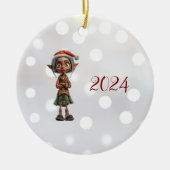 Bemused Oma Kerst Elf Keramisch Ornament (Voorkant)