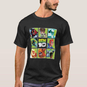Ben 10 Alien Karakter Grid Pop Art Cartoon Lange S T-shirt