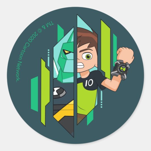 Ben 10 Diamondhead DNA Transformatie Ronde Sticker (Voorkant)