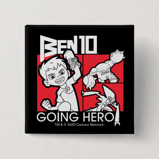 Ben 10 Going Hero Vierkante Button 5,1 Cm (Voorkant)