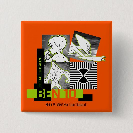Ben 10 - Het is tijd om Alien te gaan Vierkante Button 5,1 Cm (Voorkant)