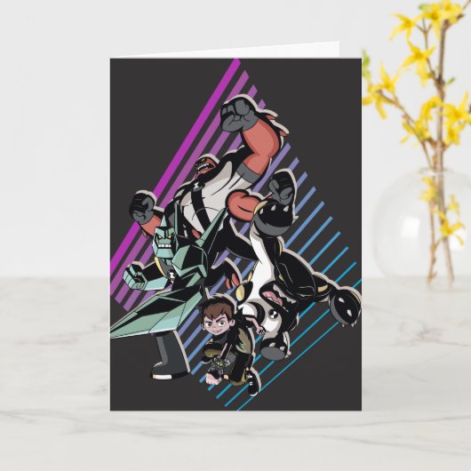 Ben 10 Retro Alien Group Graphic Kaart (Gele Bloem)