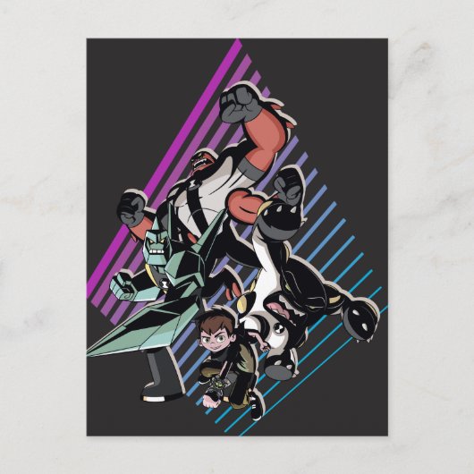 Ben 10 Retro Alien Group Graphic Uitnodiging Briefkaart (Voorkant)