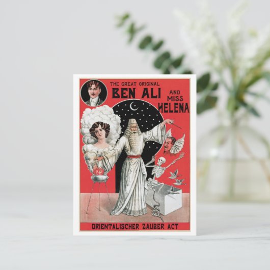 Ben Ali ~ Illusionist Magicien  Magic Act Briefkaart (Staand voorkant)