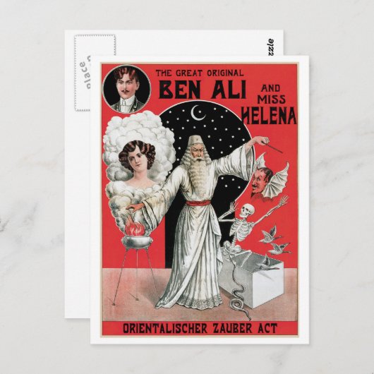 Ben Ali ~ Illusionist Magicien  Magic Act Briefkaart (Voorkant / Achterkant)