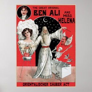 Ben Ali Illusionist Magicien Vintage Poster
