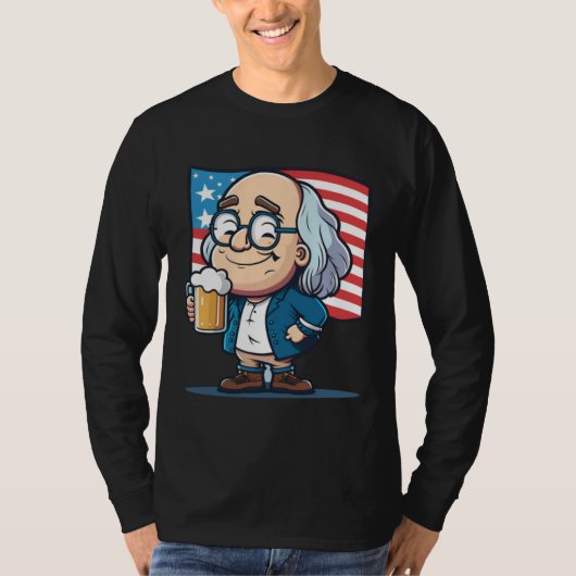 Ben Beer 4th of July Benjamin Franklin USA Merica T-shirt (Voorkant)