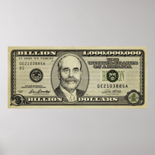 Ben Bernanke Billion Bank Note Print (Voorkant)