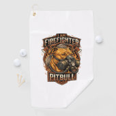 Ben brandweerman Pitbull hond gasmasker schild Golfhanddoek (Insitu)