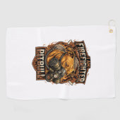 Ben brandweerman Pitbull hond gasmasker schild Golfhanddoek (Horizontaal)