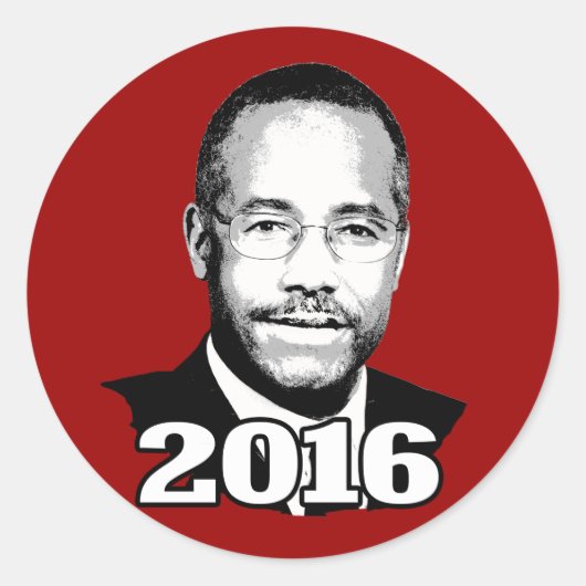 BEN CARSON 2016 CANDIDAAT RONDE STICKER (Voorkant)