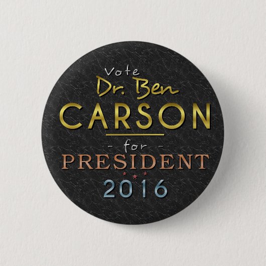 Ben Carson President 2016 Gold Black Classy Ronde Button 5,7 Cm (Voorkant)