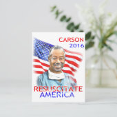 Ben Carson-Resuscitate America 2016 Vlag VS Briefkaart (Staand voorkant)