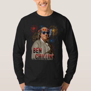 Ben Chillin' Stoner Ben Franklin op 4 juli Firew T-shirt