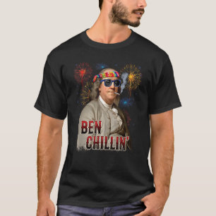 Ben Chillin' Stoner Ben Franklin op 4 juli Firew T-shirt