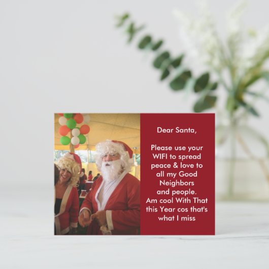 Ben cool met die Kaart van Santa Post (Staand voorkant)