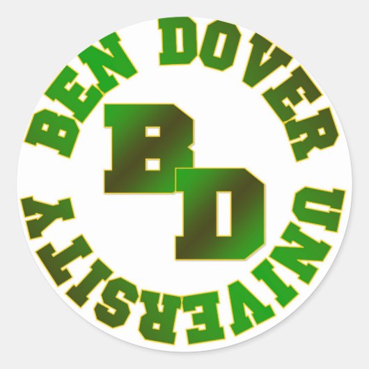 Ben Dover University Ronde Sticker (Voorkant)