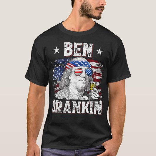 Ben Drankin 4 juli Amerikaanse vlag Mannen Drink b T-shirt (Voorkant)