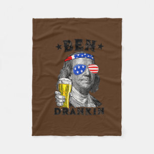 Ben Drankin 4 juli Benjamin Franklin Funny Fleece Deken