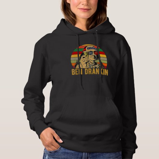 Ben Drankin 4 juli Benjamin Franklin Mannen Amer Hoodie (Voorkant)