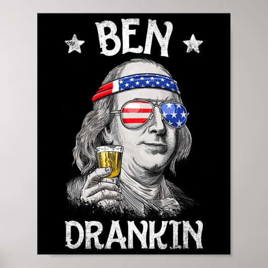 Ben Drankin 4 juli Benjamin Franklin Mannen Amer Poster (Voorkant)