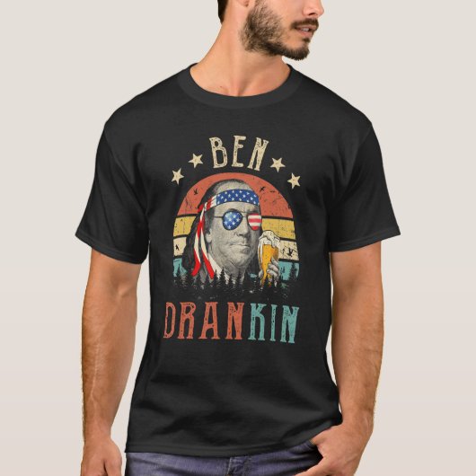 Ben Drankin 4 juli Benjamin Franklin Mannen Amer T-shirt (Voorkant)