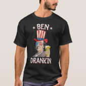 Ben Drankin 4 juli Benjamin Franklin Mannen Amer T-shirt (Voorkant)