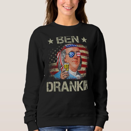 Ben Drankin 4 juli Benjamin Franklin Mannen Amer Trui (Voorkant)