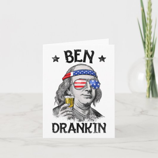 Ben Drankin 4 juli Benjamin Franklin Mannen Vrouwe Kaart (Voorkant)