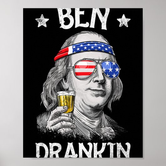 Ben Drankin 4 juli Benjamin Franklin Mannen Vrouwe Poster (Voorkant)
