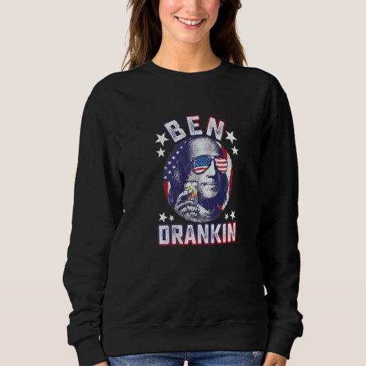 Ben Drankin 4 juli Benjamin Franklin Mannen Vrouwe Trui (Voorkant)