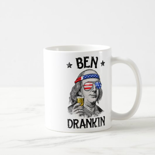 Ben Drankin, 4 juli Benjamin Franklin Mannen Wome Koffiemok (Rechts)