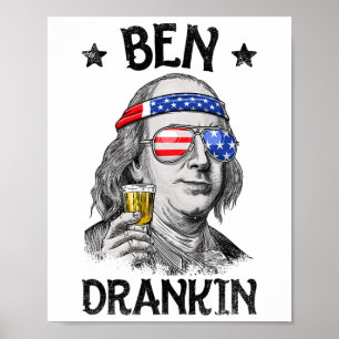 Ben Drankin, 4 juli Benjamin Franklin Mannen Wome Poster