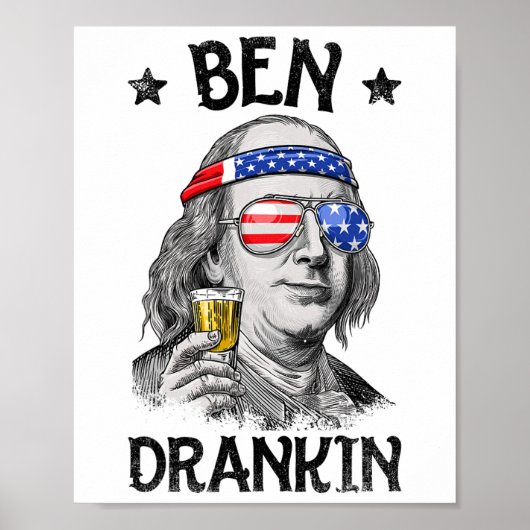 Ben Drankin, 4 juli Benjamin Franklin Mannen Wome Poster (Voorkant)