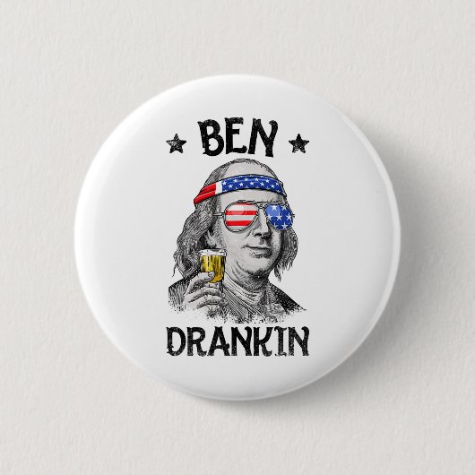Ben Drankin, 4 juli Benjamin Franklin Mannen Wome Ronde Button 5,7 Cm (Voorkant)