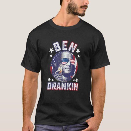 Ben Drankin, 4 juli Benjamin Franklin Mannen Wome T-shirt (Voorkant)
