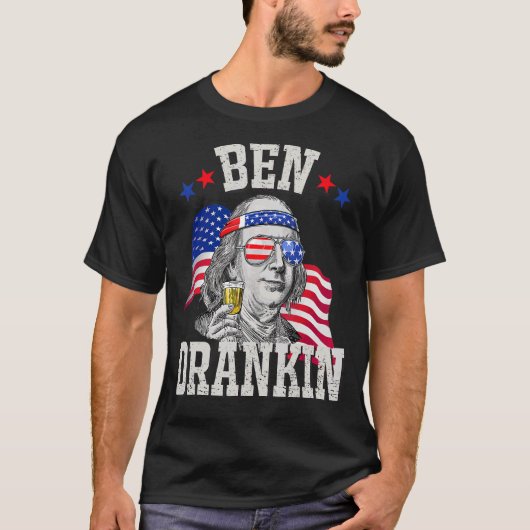 Ben Drankin, 4 juli Benjamin Franklin Mannen Wome T-shirt (Voorkant)