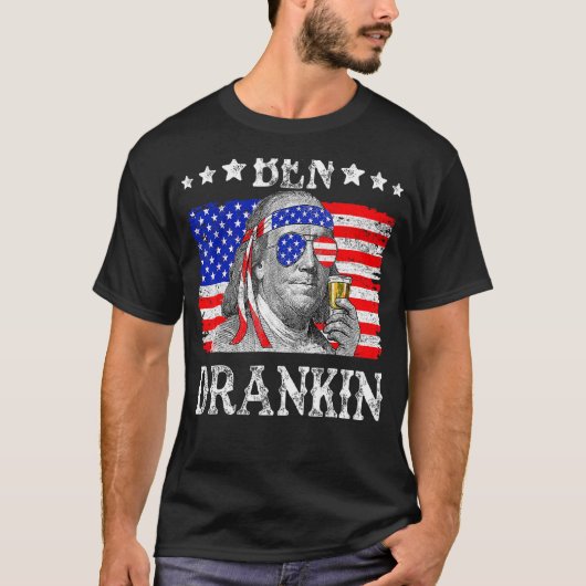 Ben Drankin, 4 juli Benjamin Franklin Mannen Wome T-shirt (Voorkant)