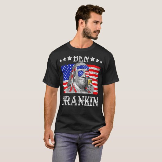 Ben Drankin, 4 juli Benjamin Franklin Mannen Wome T-shirt (Voorkant volledig)