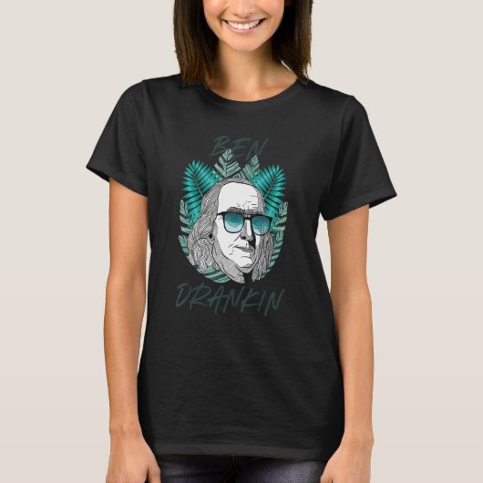 Ben Drankin 4 juli Benjamin Franklin Patrioti T-shirt (Voorkant)