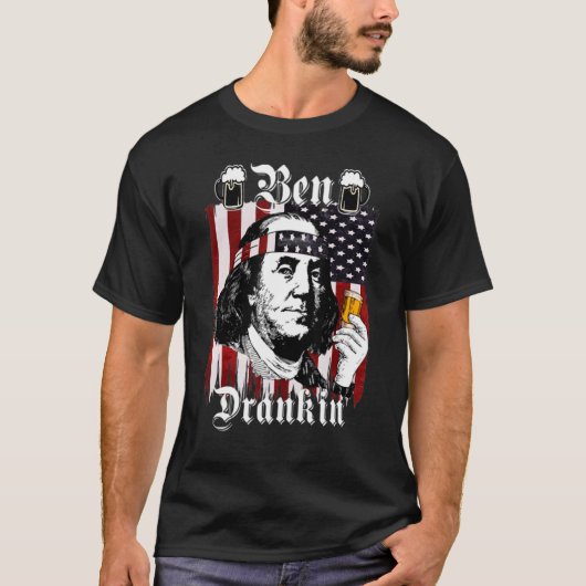 Ben Drankin 4 juli Benjamin Franklin Usa Fla T-shirt (Voorkant)