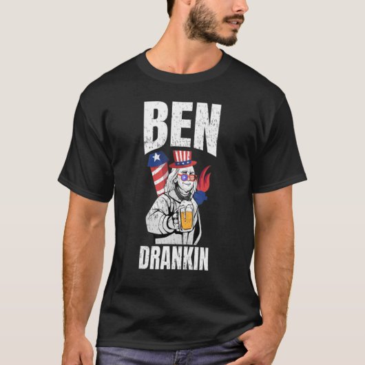 Ben Drankin 4 juli Benjamin Franklin Usa Fla T-shirt (Voorkant)