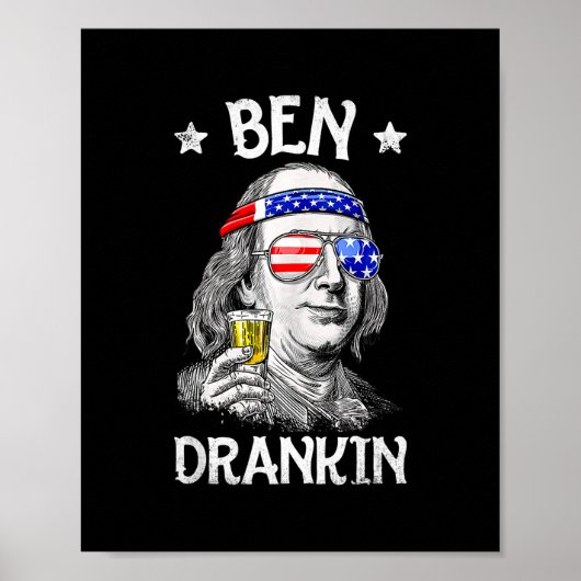 Ben Drankin 4 juli Funny Benjamin Franklin Poster (Voorkant)