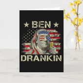 Ben Drankin Benjamin Franklin 4 juli Grappig Drink Kaart (Gele Bloem)