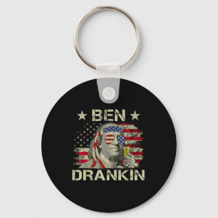 Ben Drankin Benjamin Franklin 4 juli Grappig Drink Sleutelhanger