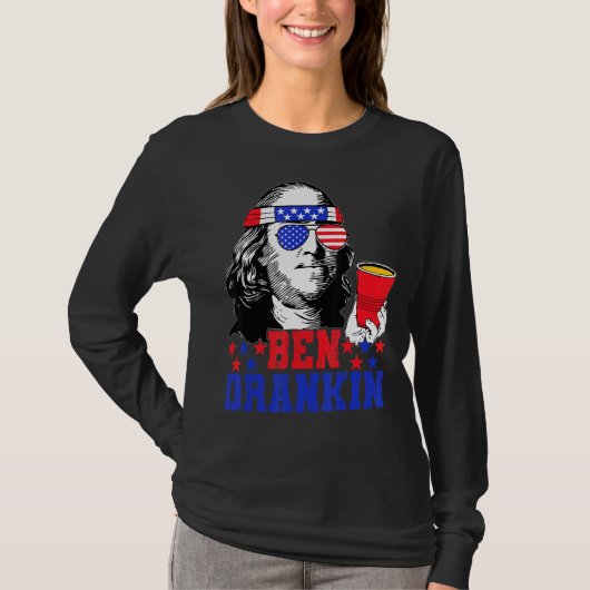 Ben Drankin Bier 4 juli Onafhankelijkheidsdag USA T-shirt (Voorkant)