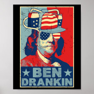 Ben Drankin Bier 4 juli Retro Bierliefhebber Drin Poster