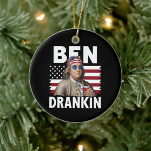 Ben Drankin Bier 4 juli Vintage Vlag Grappig Keramisch Ornament