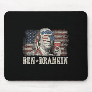 Ben Drankin Bier 4 juli Vintage Vlag Grappig Muismat